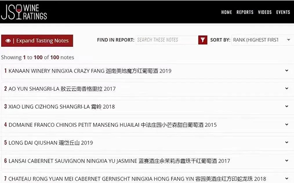 JS团队发布中国百大葡萄酒榜单